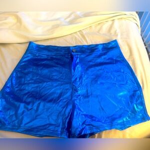 Metallic royal blue stretchy shorts